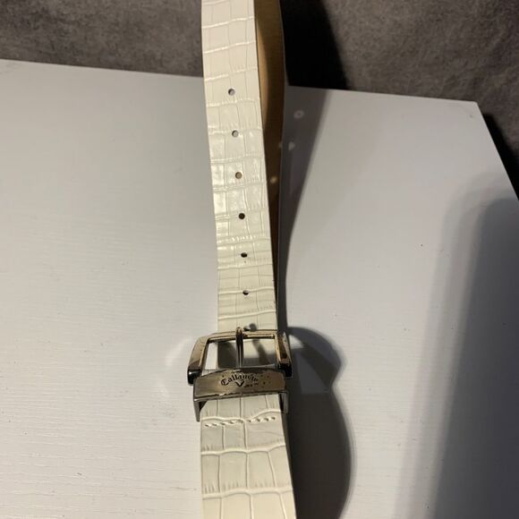 White Crocodile Embossed Belt Sz 32 waist - Picture 2 of 4